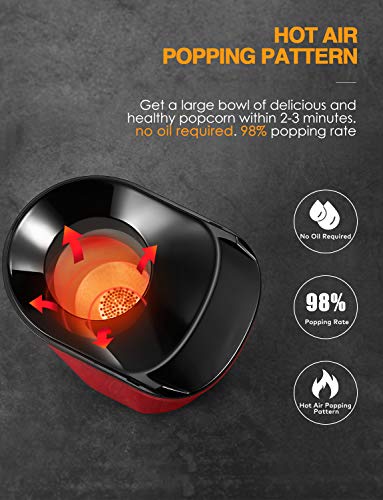 Aicook Palomitero, 1400W Automática Máquina de Palomitas con Gran Capacidad, Aire Caliente Sin Grasa Aceita, Tapa Removible y Libre de BPA, Rojo Aicook Palomitero, 1400W Automática Máquina de Palomitas con Gran Capacidad, Aire Caliente Sin Grasa Aceita, Tapa Removible y Libre de BPA, Rojo