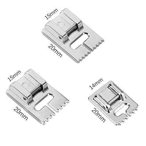 AIEX 3 Piezas Agujas Dobles con 3 Piezas de Prensatelas de 5/7/9 Ranuras para Máquina de Coser (3 Tamaños 2/90 3/90 4/90)