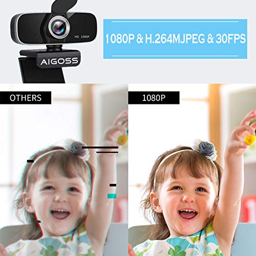 Aigoss Webcam Full HD 1080P con Micrófono Estéreo Cámara Web USB 2.0 para Videollamadas Panorámicas y Grabación Compatible con Windows, Mac y Android Aigoss Webcam Full HD 1080P con Micrófono Estéreo Cámara Web USB 2.0 para Videollamadas Panorámicas y Grabación Compatible con Windows, Mac y Android