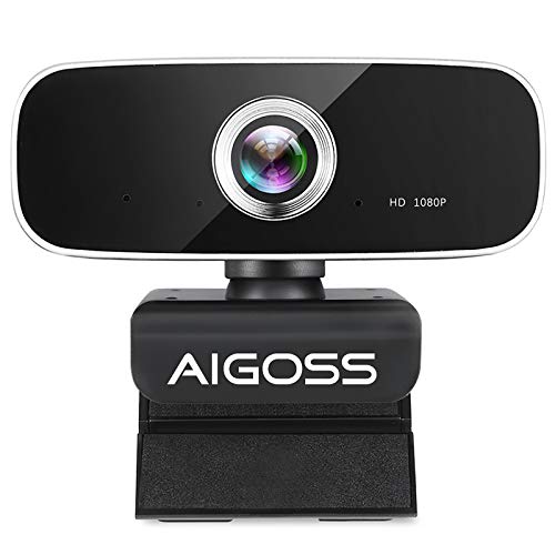 Aigoss Webcam Full HD 1080P con Micrófono Estéreo Cámara Web USB 2.0 para Videollamadas Panorámicas y Grabación Compatible con Windows, Mac y Android Aigoss Webcam Full HD 1080P con Micrófono Estéreo Cámara Web USB 2.0 para Videollamadas Panorámicas y Grabación Compatible con Windows, Mac y Android