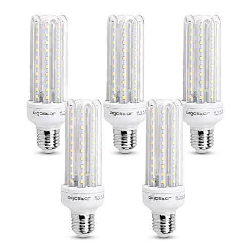 Aigostar - Bombilla LED B5 T3 4U, E27,15W, Ángulo 360°, Luz Blanca Fría 6400K, 1200 lúmenes, no regulable -Pack de 5