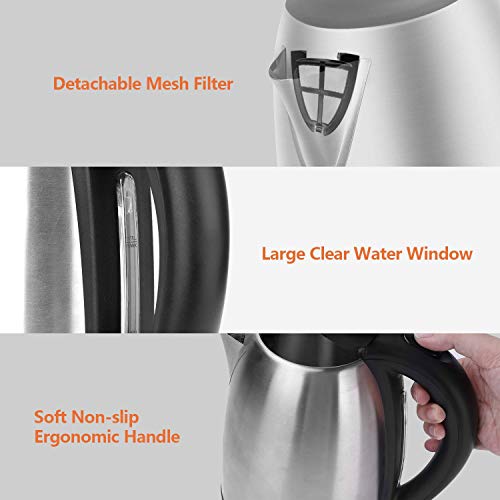 Aigostar Knight – Hervidor de Agua Eléctrico, 1,7 litros, 2200 watios, libre de BPA y material de acero inoxidable pulido de grado 304, sistema de protección contra la ebullición en seco. Aigostar Knight – Hervidor de Agua Eléctrico, 1,7 litros, 2200 watios, libre de BPA y material de acero inoxidable pulido de grado 304, sistema de protección contra la ebullición en seco.