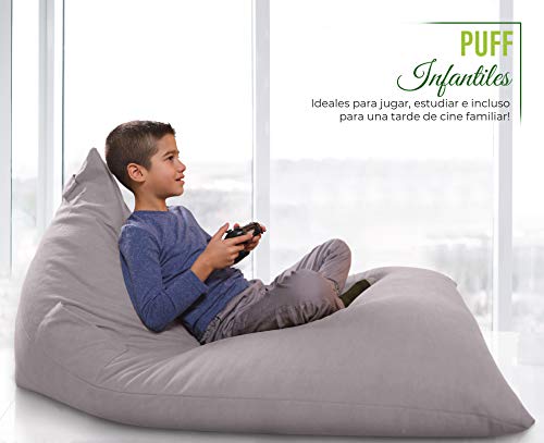 Aiire Funda de Puff Gamer Moderno - Puf Gigante sin Relleno para Decoracion Habitacion Adolescente - Puffs Infantiles - Bean Bag Chair de Salon Gris