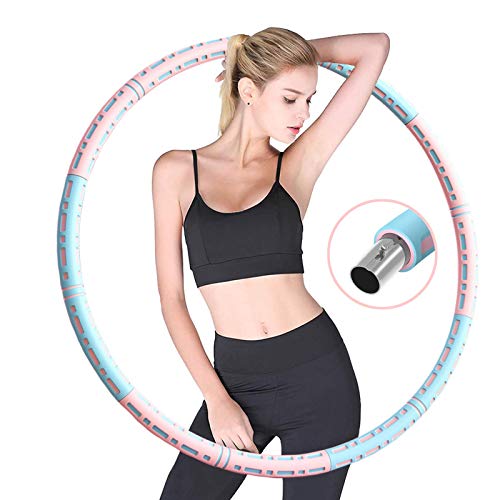 Aikove Hula Hoop, Peso Hula Hoop para Fitness, Tubo de Acero Inoxidable de Espuma de Doble Capa, Hula Hoop para Jóvenes Adultos Damas Extraíble de 6 Piezas, Peso Ajustable, Ejercicio, Pérdida de Peso