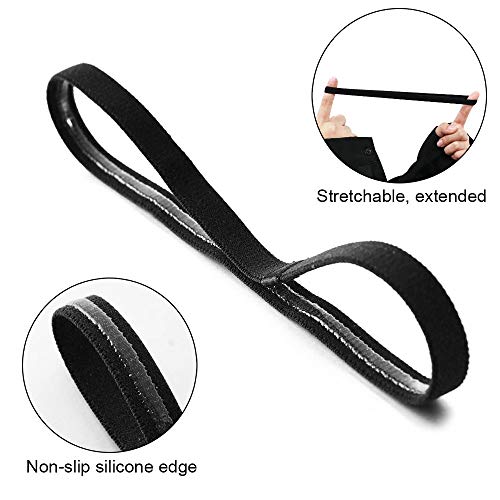 AILANDA 8 Piezas Diademas Deportiva, Diadema Elástica Antideslizante Bandas de Cabeza Elásticas para Fútbol Baloncesto Tenis Yoga y Golf Negro