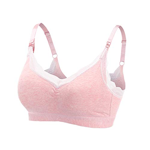 AILIEE Sujetador de lactancia ajustable, deportivo, anillo de acero inoxidable, hebilla frontal, tamaño grande, sin costuras, sujetador acolchado de alto impacto, apoyo para yoga y fitness #3 Rosa L