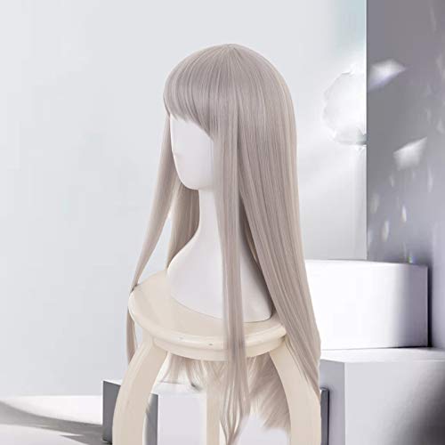 Ailin Online Blend S Hideri Kanzaki plata gris largo recto Pelucas Cosplay traje Pelo sintético para Halloween Fiesta