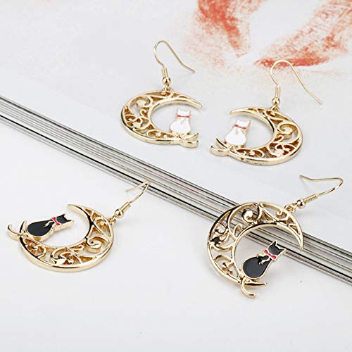 Ailin Online Sailor Moon Anime Meniscus Crescent Moon con Artemis/Luna Pendiente Cosplay Ear Hang Mujeres Niñas Joyería Regalo