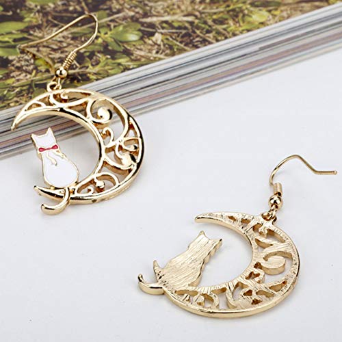 Ailin Online Sailor Moon Anime Meniscus Crescent Moon con Artemis/Luna Pendiente Cosplay Ear Hang Mujeres Niñas Joyería Regalo