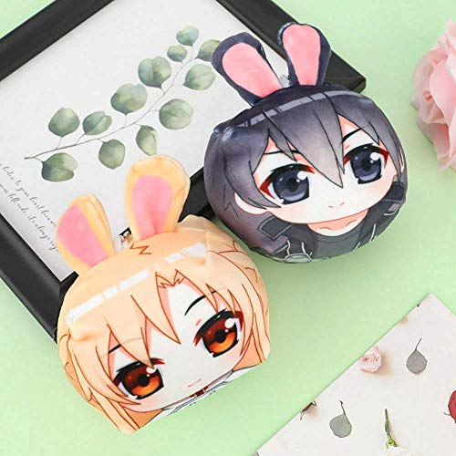 Ailin Online Sword Art Online - Llavero de peluche con diseño de conejo, juguete de peluche redondo para llaves, bolsas y estuches, 2, 2 Pack