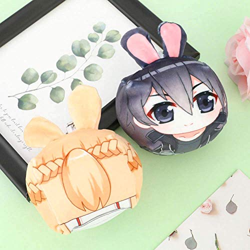 Ailin Online Sword Art Online - Llavero de peluche con diseño de conejo, juguete de peluche redondo para llaves, bolsas y estuches, 2, 2 Pack Ailin Online Sword Art Online - Llavero de peluche con diseño de conejo, juguete de peluche redondo para llaves, bolsas y estuches, 2, 2 Pack