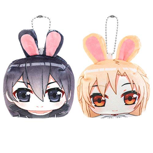 Ailin Online Sword Art Online - Llavero de peluche con diseño de conejo, juguete de peluche redondo para llaves, bolsas y estuches, 2, 2 Pack