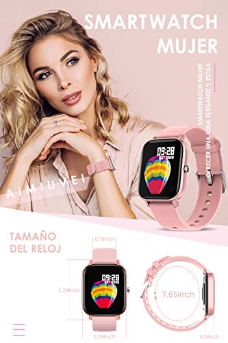 AIMIUVEI Smartwatch, Reloj Inteligente IP67 con Pulsómetro, Presión Arterial, 7 Modos de Deportes y GPS, Monitor de Sueño Caloría 1.4 Inch Pantalla Táctil Smartwatch para Mujer y Hombre