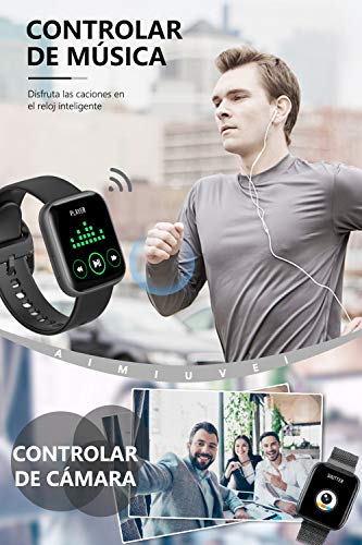 AIMIUVEI Smartwatch, Reloj Inteligente Mujer Hombre IP67 con Pulsómetro, 1.4 Inch Smartwatch Presión Arterial Monitor de Sueño GPS Podómetro Pulsera Actividad Inteligente Compatible con iOS y Android AIMIUVEI Smartwatch, Reloj Inteligente Mujer Hombre IP67 con Pulsómetro, 1.4 Inch Smartwatch Presión Arterial Monitor de Sueño GPS Podómetro Pulsera Actividad Inteligente Compatible con iOS y Android