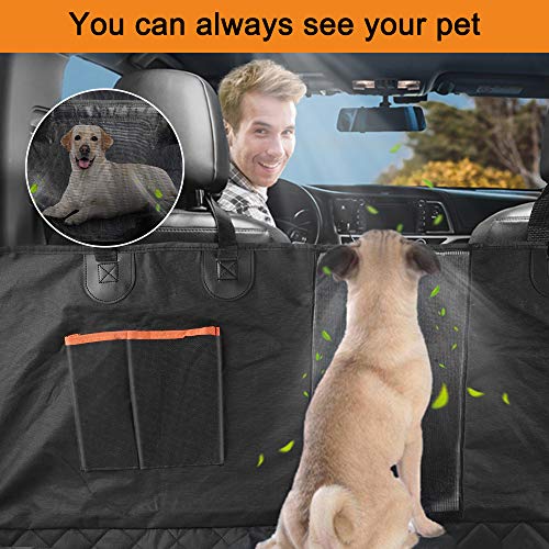 Aimocar Funda de Asiento para Perros, Cubierta Protector Manta Perro pequenos para Coche Impermeable y Antideslizante con Ventana de Malla Vsible Universal para SUV, Camión, Transportar y Viaje