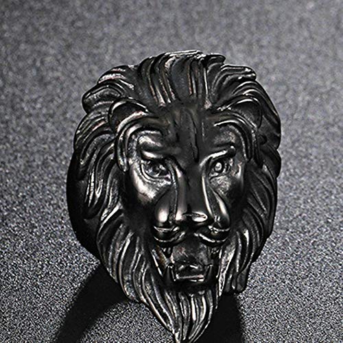 Aimrio Anillo de Titanio Negro Anillo Cabeza de León Dominante Anillo Hip Hop Tamaño 25 Aimrio Anillo de Titanio Negro Anillo Cabeza de León Dominante Anillo Hip Hop Tamaño 25