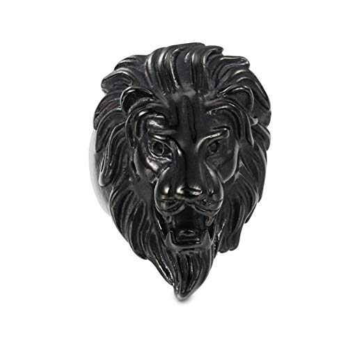 Aimrio Anillo de Titanio Negro Anillo Cabeza de León Dominante Anillo Hip Hop Tamaño 25 Aimrio Anillo de Titanio Negro Anillo Cabeza de León Dominante Anillo Hip Hop Tamaño 25