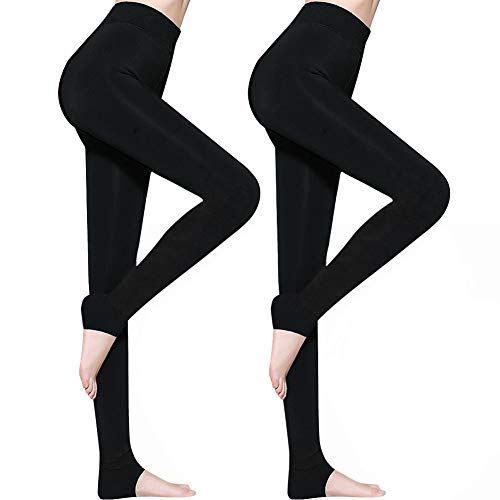 AimTop 2 Pack Leggins Termicos Mujer, Leggins Mujer Invierno Terciopelo Elástico Leggings Mujer Invierno, Mallas Termicas Mujer Pantalon Termico, Leggings Negros