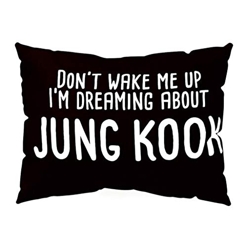 AIni Funda De Almohada BTS,Alfabeto Inglés Decoración del Hogar Funda De Cojín para Sofá,50x30cm Decoración Cojín Fundas De Almohada,Sofá Cojín Korean Boy Band Rectangle Pillowcase