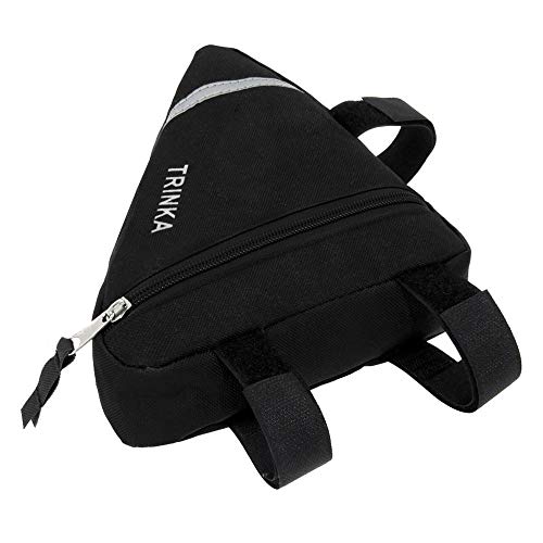 Aiqeer Bolsa Triángulo Bicicleta, Bolsa Triangular de Tubo Delantero de Bicicleta, Bolsa de Herramientas para Bicicleta, Bolsa Triangular de Nylon, con Rayas Reflectantes (Negro)