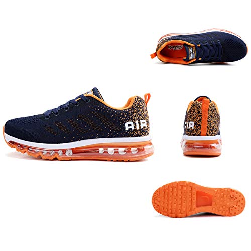 Air Zapatillas de Running para Hombre Mujer Zapatos para Correr y Asfalto Aire Libre y Deportes Calzado Unisexo Blue Orange 40