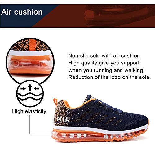 Air Zapatillas de Running para Hombre Mujer Zapatos para Correr y Asfalto Aire Libre y Deportes Calzado Unisexo Blue Orange 40