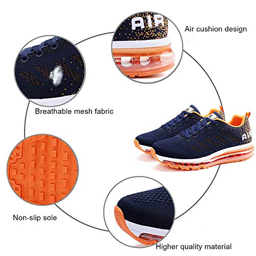 Air Zapatillas de Running para Hombre Mujer Zapatos para Correr y Asfalto Aire Libre y Deportes Calzado Unisexo Blue Orange 40