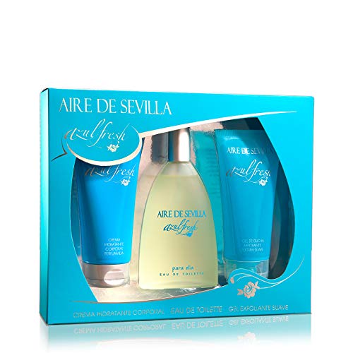 Aire de Sevilla Set de Belleza Edición Azul Fresh - Crema Hidratante Corporal, Eau de Toilette, Gel Exfoliante