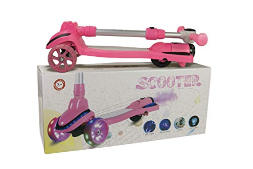 Airel Patinete 3 Ruedas | Scooter para Niños Plegable | Scooter para Niños con Música y Vapor | Patinete con Luces | Scooter para Niños | Patinete para Niños de 3-8 Años (Rosa-Caramelo)