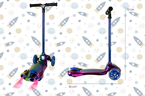 Airel Patinete 3 Ruedas | Scooter para Niños Plegable | Scooter para Niños con Música y Vapor | Patinete con Luces | Scooter para Niños | Patinete para Niños de 3-8 Años (Arcoiris-Arcoiris)