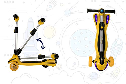 Airel Patinete 3 Ruedas | Scooter para Niños Plegable | Scooter para Niños con Música y Vapor | Patinete con Luces | Scooter para Niños | Patinete para Niños de 3-8 Años (Amarillo)