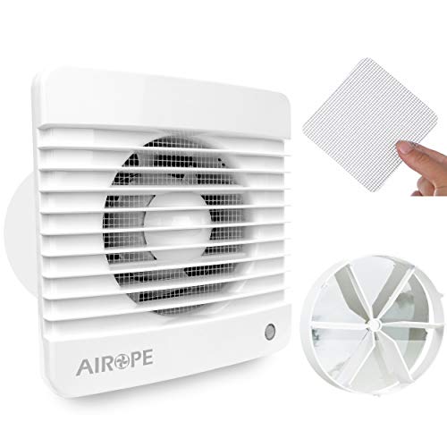 Airope,Ventilador extractor de baño aire 100 mm Silencioso con válvula Anti retorno + mosquitera integrada,7 W,Ideal para baño,cocina,inodoro,silencioso,alta calidad,bajo consumo Garantía 5 AÑOS