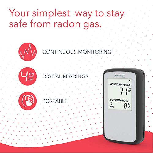 Airthings Corentium Home - Detector de gas radón, versión internacional en Bq/m