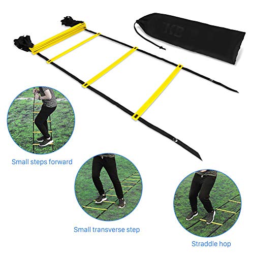 airtrack matte Escalera de Agilidad 6m, Escalera de Entrenamiento Ajustable con 12 peldaños y Bolsa de Transporte Gratuita airtrack matte Escalera de Agilidad 6m, Escalera de Entrenamiento Ajustable con 12 peldaños y Bolsa de Transporte Gratuita