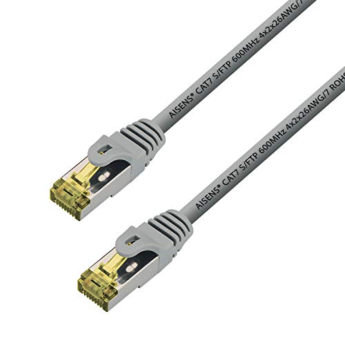 AISENS - A146-0333 Cable de Red latiguillo RJ45 LSZH Cat.7 600 MHz s/FTP pimf awg26, Gris, 0.5m