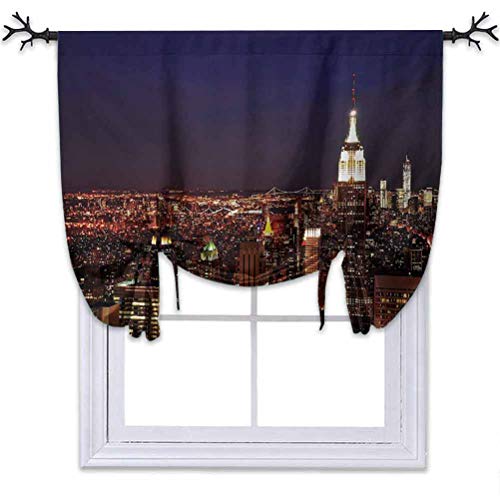 Aishare Store - Cortina de cenefa para ventana, diseño de New York at Night Empire Building en North Most Crowded Town Estados Unidos, 46 x 45 cm de ancho x 46 cm de largo