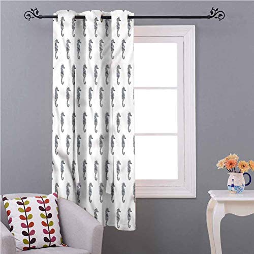 Aishare Store - Cortina opaca para ventana, diseño de caballo de mar, hipocampo, diseño retro, 146 x 154 pulgadas Aishare Store - Cortina opaca para ventana, diseño de caballo de mar, hipocampo, diseño retro, 146 x 154 pulgadas