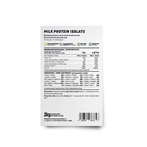 Aislado de Proteína de Leche de HSN | Milk Protein Isolate | Grass-Fed | 80% Caseína 20% Suero | Vegetariano, Sin Gluten, Sin Soja, Sin Sabor, 2 Kg