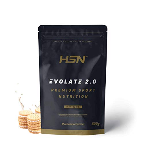 Aislado de Proteína de Suero de HSN Evolate 2.0 | Whey Protein Isolate | Proteína CFM + Enzimas Digestivas (Digezyme) + Ganar Masa Muscular | Vegetariana, Sin Gluten, Sin Soja, Galletas Crema, 500g