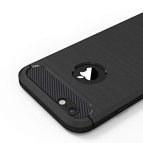 AIsoar Funda iPhone 6 Plus,iPhone 6S Plus, Bumper Silicona Cubierta de Choque de diseño de Fibra de Carbono Delgado híbrido Defender Resistente a los arañazos Carcasa Protectora de antichoque (Negro)