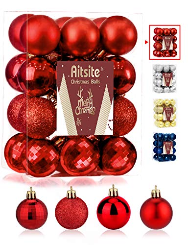 Aitsite 24PCS Bolas de Navidad 4 cm Bolas de árbol de Navidad Adorno de Pared Colgante de Pared Adornos Decoraciones Árbol Bolas Decorativas Boda de Fiesta Hogar Decoraciones para Festivales