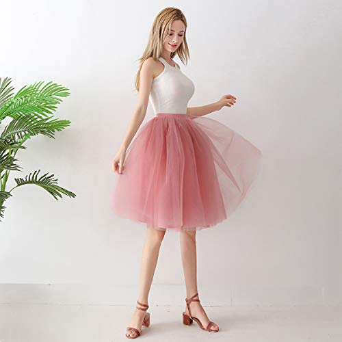 Aivtalk - Tutú Falda Corta de Mujer Chica Enaguas Tulle 50s Retro Rockabilly Cancán por la Rodilla - Rosa