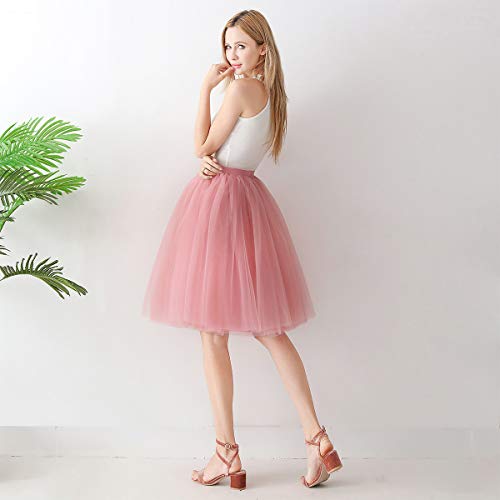 Aivtalk - Tutú Falda Corta de Mujer Chica Enaguas Tulle 50s Retro Rockabilly Cancán por la Rodilla - Rosa Aivtalk - Tutú Falda Corta de Mujer Chica Enaguas Tulle 50s Retro Rockabilly Cancán por la Rodilla - Rosa