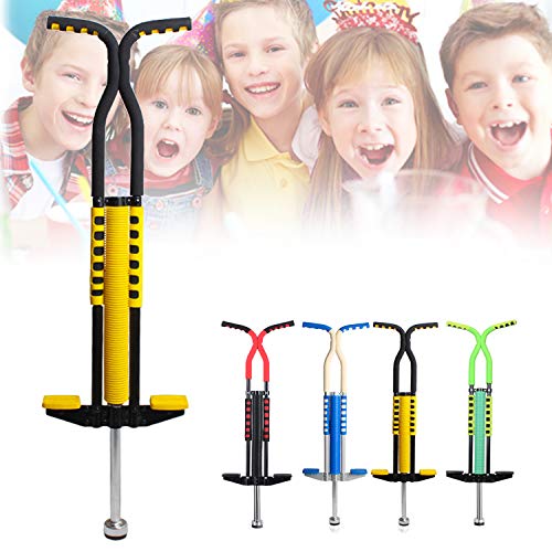 AJAMQ Pogo Stick, Adecuado para Niños De 6 A 16 Años, El Muelle De Doble Tubo De Acero Puede Soportar 60 Kg, Ejercita El Equilibrio Corporal De Los Niños, Adecuado para Interior Y Exterior,Amarillo