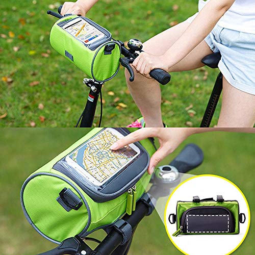 Ajcoflt Bolsa de Manillar de Bicicleta Bolsa Delantera Impermeable Bolsa de Almacenamiento de Bicicleta con Correas de Hombro extraíbles Montar Bolsas de teléfono móvil