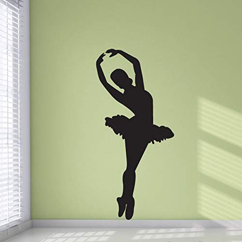 Ajcwhml Bailarina de Ballet Silueta Vinilo Apliques de Pared Bailarina Bailarina Etiqueta de la Pared Estudio de Danza Estudio Arte de la Pared Mural decoración de la Sala de Baile