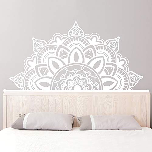 Ajcwhml Half Mandala Wall Decal Art Cabecero Zen Decoración Lotus Mandala Applique Vinilo Dormitorio Yoga Etiqueta Mural 162 cm x 84 cm