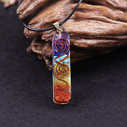 AJESLU Colgante De Energía De 7 Chakras, Collar De Orgonita, Colgante De Cristal Arcoíris, Collar De Meditación De Yoga, Joyería De Resina para Mujeres Y Hombres