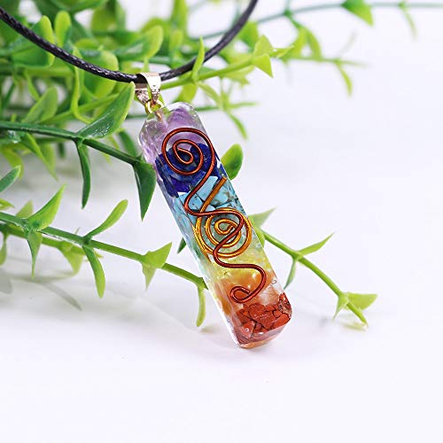 AJESLU Colgante De Energía De 7 Chakras, Collar De Orgonita, Colgante De Cristal Arcoíris, Collar De Meditación De Yoga, Joyería De Resina para Mujeres Y Hombres