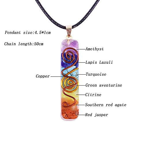 AJESLU Colgante De Energía De 7 Chakras, Collar De Orgonita, Colgante De Cristal Arcoíris, Collar De Meditación De Yoga, Joyería De Resina para Mujeres Y Hombres